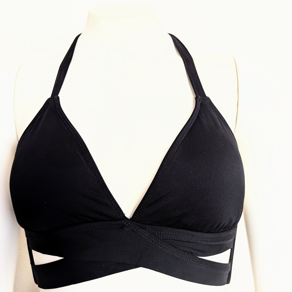 Kona Sol Elegant Black Swimwear Halter Bikini Top